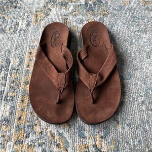 Chaco Brown Women's Leather Flip Flops Size 9